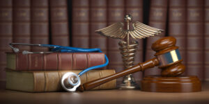 This is an image of book and stethoscope on desk of lawyer that is filing an Arkansas paraquat lawsuit