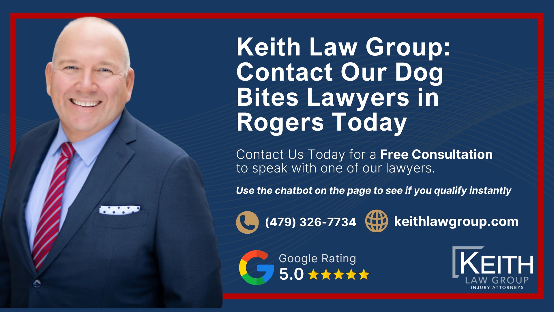 Our Personal Injury Lawyers Handle Dog Bite Cases in and Around Rogers, AR; Dog Bite Liability Under Arkansas Law; Common Injuries From Dog Bite Incidents; Evidence That Strengthens a Dog Bite Claim; Compensation Available in Dog Bite Cases; How We Maximize Your Dog Bite Recovery; Keith Law Group_ Contact Our Dog Bites Lawyers in Rogers Today