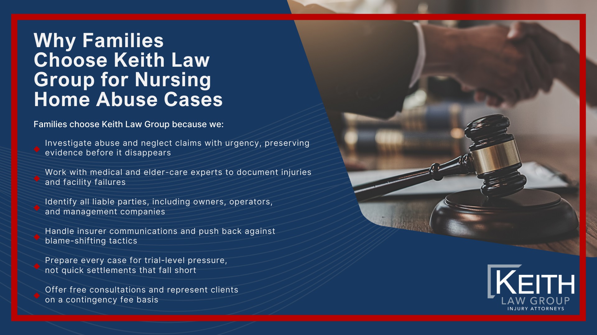 Our Nursing Home Abuse Lawyers Have Decades of Experience; Who Can File a Nursing Home Abuse Claim in Akransas; Why Families Choose Keith Law Group for Nursing Home Abuse Cases