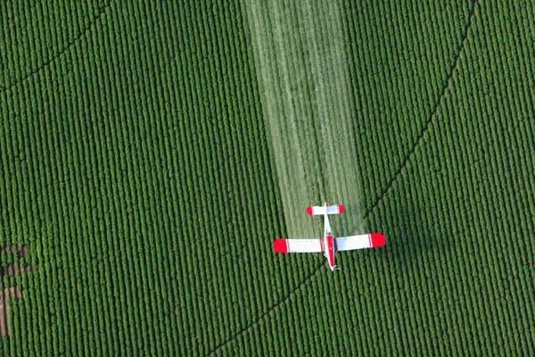 Paraquat sprayed from a plane