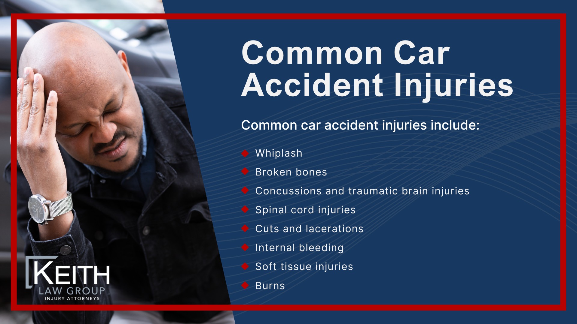 How Can Our Rogers Car Accident Attorneys Help You; How Much Does it Cost to Hire an Auto Accident Attorney from Keith Law Group; Meet the Rogers Car Accident Attorneys at Keith Law Group; Sean Keith; Brynna Barnica; Personalized Client Care Through Dedicated Communication; Types of Car Accident Cases Keith Law Group Handles; What to Do Immediately After a Car Accident in Rogers, Arkansas; Gathering Evidence for a Car Accident Claim; Assessing Damages in Your Car Accident Lawsuit; The Importance of Seeking Medical Treatment and Mitigating Injuries Sustained; The Legal Process for Arkansas Car Accident Cases; How Long Do I Have to File a Car Accident Injury Claim in Arkansas; Common Car Accident Injuries