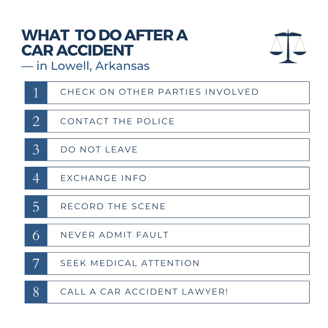 What steps should I take after an auto accident in Lowell Arkansas?