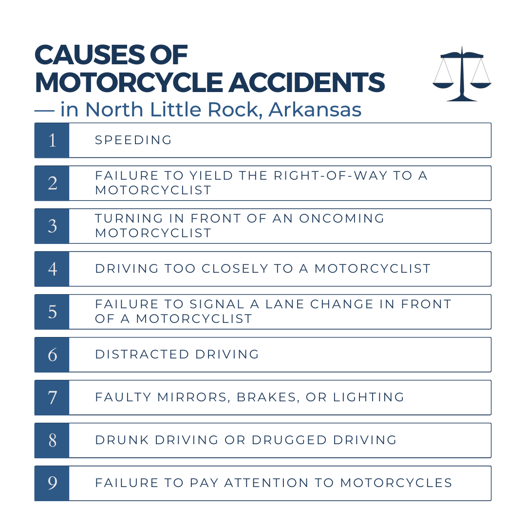 What are the most common causes of motorcycle accidents in North Little Rock motorcycle accident lawyer Arkansas?