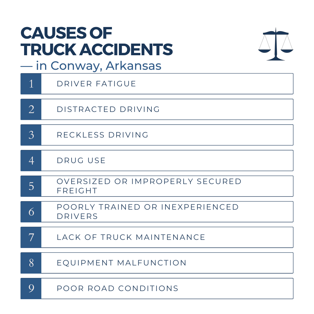Common causes of truck accidents in Conway Arkansas