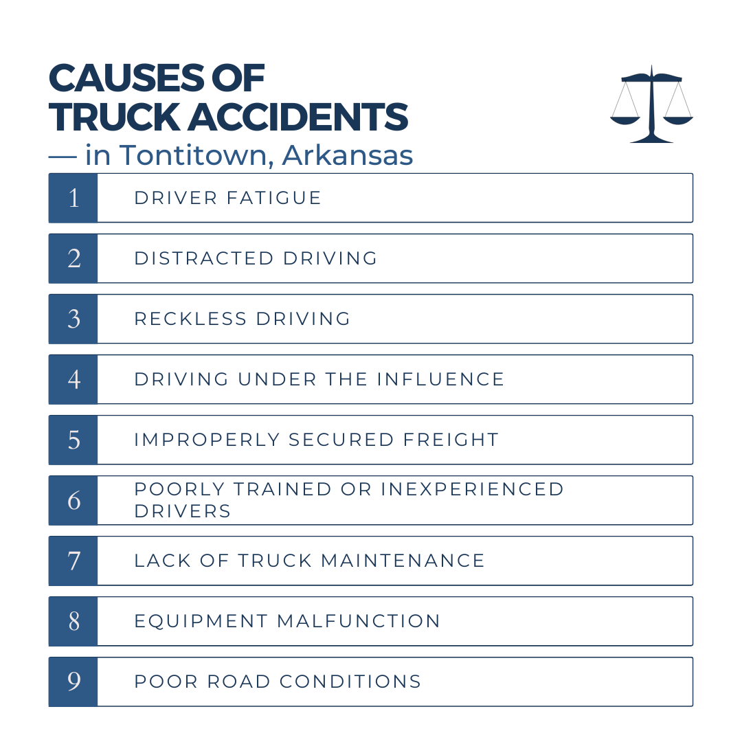 Common causes of truck accidents in Tontitown Arkansas