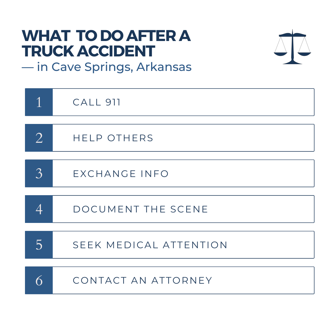 What should you do after a truck accident in Cave Springs Arkansas?