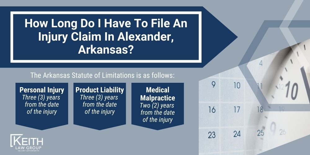 Alexander Personal Injury Lawyer; The #1 Alexander, Arkansas Personal Injury Lawyer; What Type of Damages Can I Recover From An Alexander Injury Claim; Types of Alexander Injury Claims Keith Law Handles; Types of Alexander Injury Claims Keith Law Handles; How Is Fault Determined After An Injury In Alexander, Arkansas; How Much Will It Cost To Hire An Alexander Personal Injury Lawyer; Why Do I Need A Lawyer For An Injury Claim In Alexander (AR); How Long Do I Have To File An Injury Claim In Alexander, Arkansas
