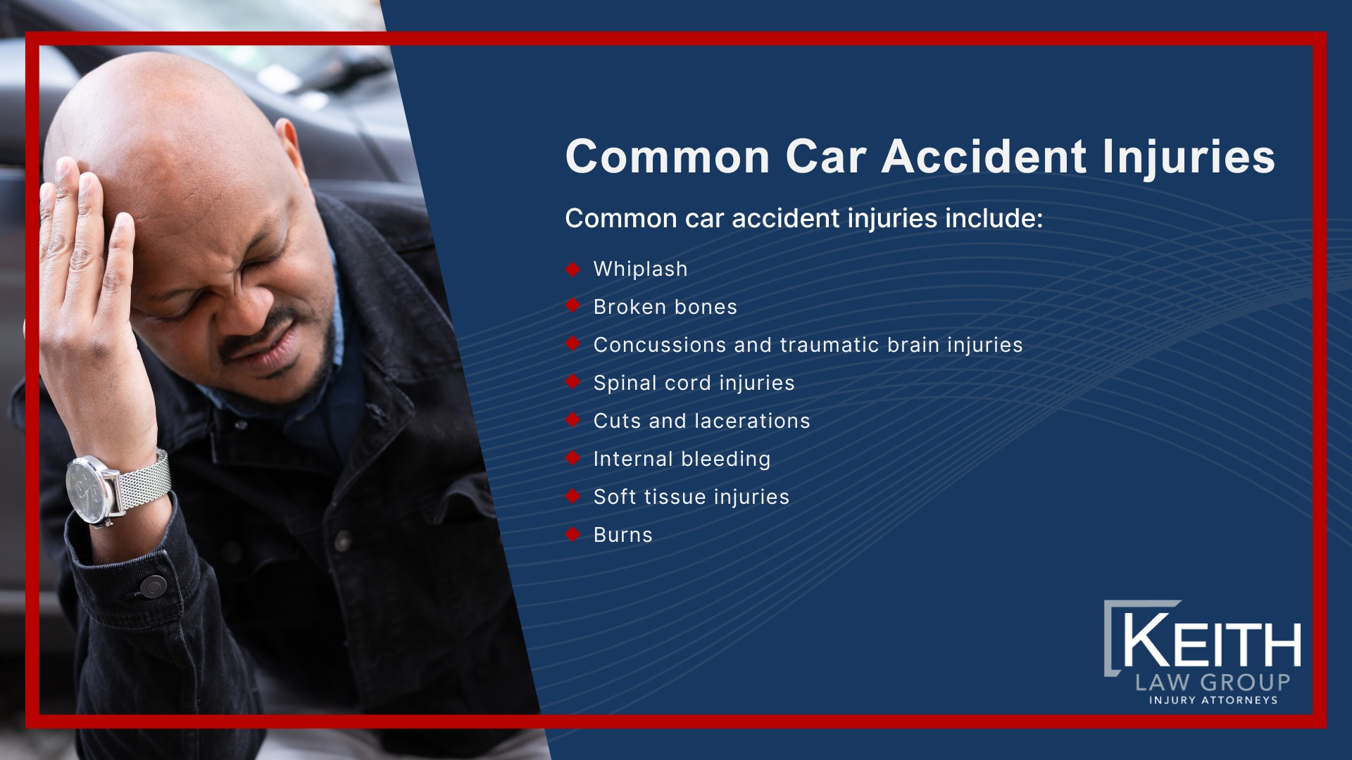 Our North Little Rock Car Accident Lawyers are Prepared to Help You; How Can Our North Little Rock Car Accident Attorneys Help You; Meet the North Little Rock, Arkansas Car Accident Attorneys at Keith Law Group; Sean Keith; Brynna Barnica; What to Do Immediately After a Car Accident in North Little Rock, Arkansas; Gathering Evidence for a Car Accident Claim; Assessing Damages in Your Car Accident Lawsuit; The Legal Process for Arkansas Car Accident Cases; Common Car Accident Injuries
