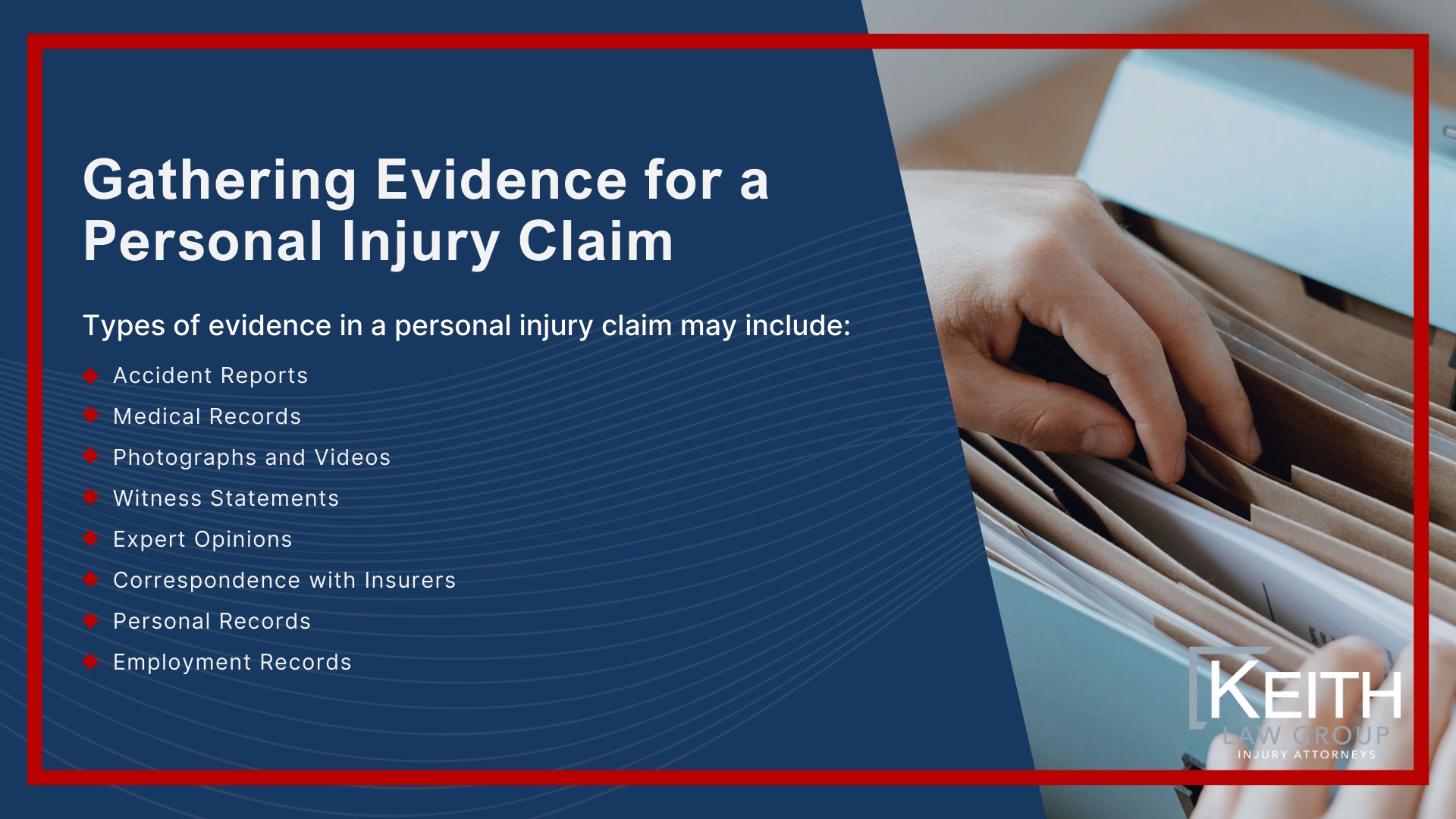 Our Fayetteville Personal Injury Lawyers are Prepared to Help You!; Meet the Fayetteville, Arkansas Personal Injury Lawyers at Keith Law Group; Sean Keith; Brynna Barnica; How Can a Fayetteville, Arkansas Personal Injury Lawyer from Keith Law Group Help You; Personal Injury Case Results Achieved by Keith Law Group; Types of Personal Injury Cases We Handle in Fayetteville, Arkansas; What is the Personal Injury Lawsuit Process in Fayetteville, Arkansas; Gathering Evidence for a Personal Injury Claim
