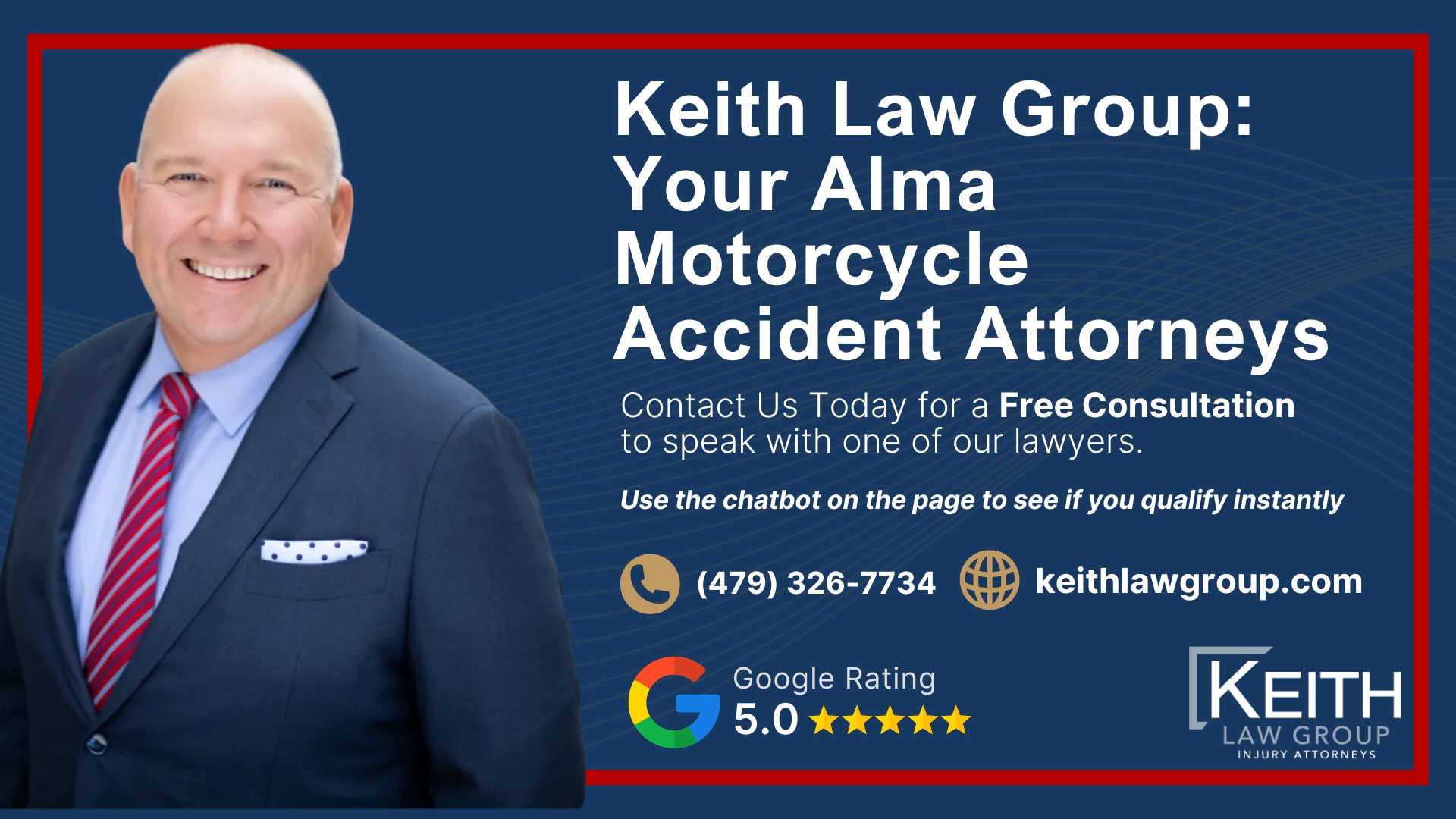 Our Experienced Alma Motorcycle Accident Lawyers are Prepared to Help You; Meet the Alma, Arkansas Motorcycle Accident Lawyers at Keith Law Group; Sean Keith; What To Do After a Motorcycle Crash in Alma, Arkansas; Common Evidence in Motorcycle Accident Cases; Common Damages in a Motorcycle Accident Case; The Legal Process for Motorcycle Accident Claims in Arkansas; Types and Causes of Motorcycle Accidents; The Legal Process for Motorcycle Accident Claims in Arkansas (2); Keith Law Group_ Your Alma Motorcycle Accident Attorneys