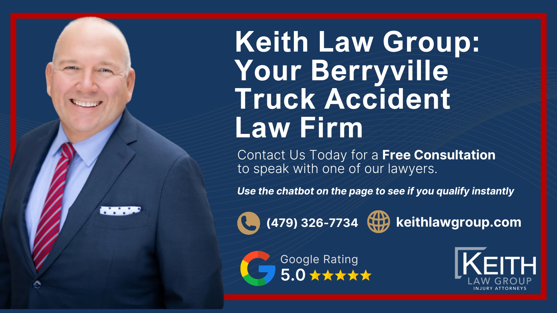 Our Experienced Berryville Truck Accident Lawyers are Prepared to Help You; Meet the Berryville, Arkansas Truck Accident Lawyers from Keith Law Group; Sean Keith; What To Do After a Truck Accident in Berryville, Arkansas; Gathering Evidence for Your Truck Accident Claim; Common Damages in Truck Accident Cases; The Legal Process for Truck Accident Cases in Arkansas; Common Truck Accident Injuries; Arkansas Auto Accident Statistics; Keith Law Group_ Your Berryville Truck Accident Law Firm