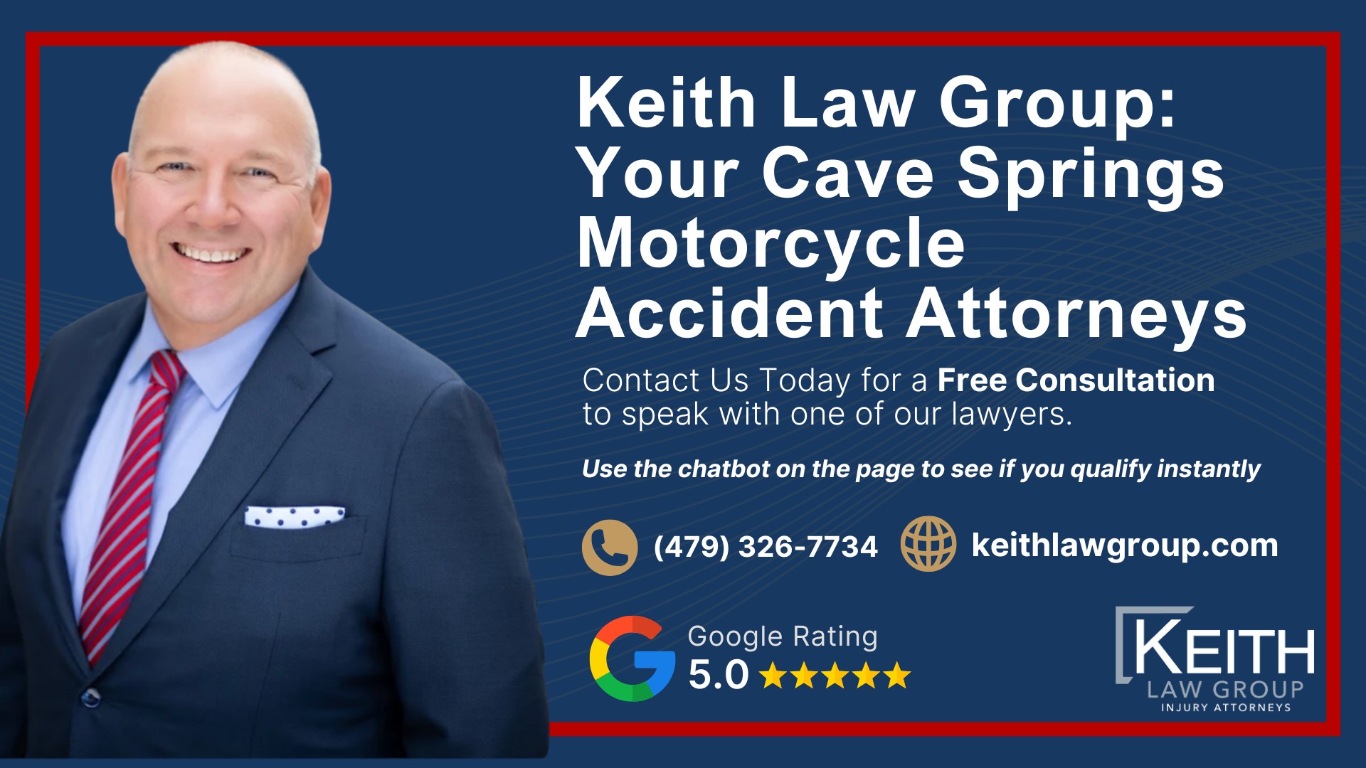 Our Experienced Cave Springs Motorcycle Accident Lawyers are Prepared to Help You; Meet the Cave Springs, Arkansas Motorcycle Accident Lawyers at Keith Law Group; Sean Keith; Brynna Barnica; What To Do After a Motorcycle Crash in Cave Springs, Arkansas; Types and Causes of Motorcycle Accidents; Common Evidence in Motorcycle Accident Cases; The Legal Process for Motorcycle Accident Claims in Arkansas; Motorcycle Accident Injuries; Keith Law Group_ Your Cave Springs Motorcycle Accident Attorneys