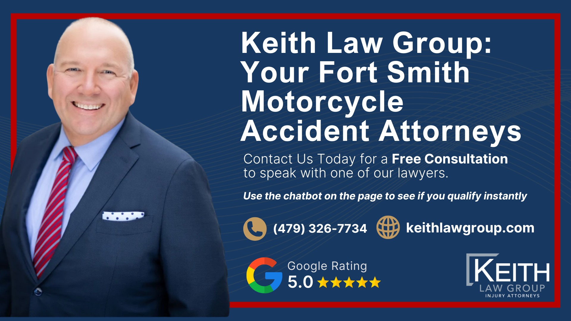 Our Experienced Fort Smith Motorcycle Accident Lawyers are Prepared to Help You; Meet the Fort Smith, Arkansas Motorcycle Accident Lawyers at Keith Law Group; Sean Keith; What To Do After a Motorcycle Crash in Fort Smith, Arkansas; Common Evidence in Motorcycle Accident Cases; Common Damages in a Motorcycle Accident Case; The Legal Process for Motorcycle Accident Claims in Arkansas; Types and Causes of Motorcycle Accidents; Motorcycle Accident Injuries; Keith Law Group_ Your Fort Smith Motorcycle Accident Attorneys