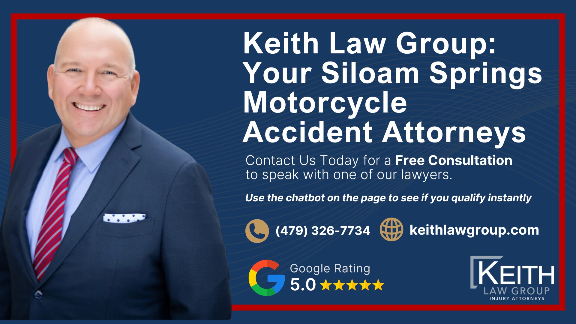 Our Experienced Siloam Springs Motorcycle Accident Lawyers are Prepared to Help You; Meet the Siloam Springs, Arkansas Motorcycle Accident Lawyers at Keith Law Group; Sean Keith; Brynna Barnica; What To Do After a Motorcycle Crash in Siloam Springs, Arkansas; Common Evidence in Motorcycle Accident Cases; Common Damages in a Motorcycle Accident Case; The Legal Process for Motorcycle Accident Claims in Arkansas; Types and Causes of Motorcycle Accidents; Motorcycle Accident Injuries; Keith Law Group_ Your Siloam Springs Motorcycle Accident Attorneys