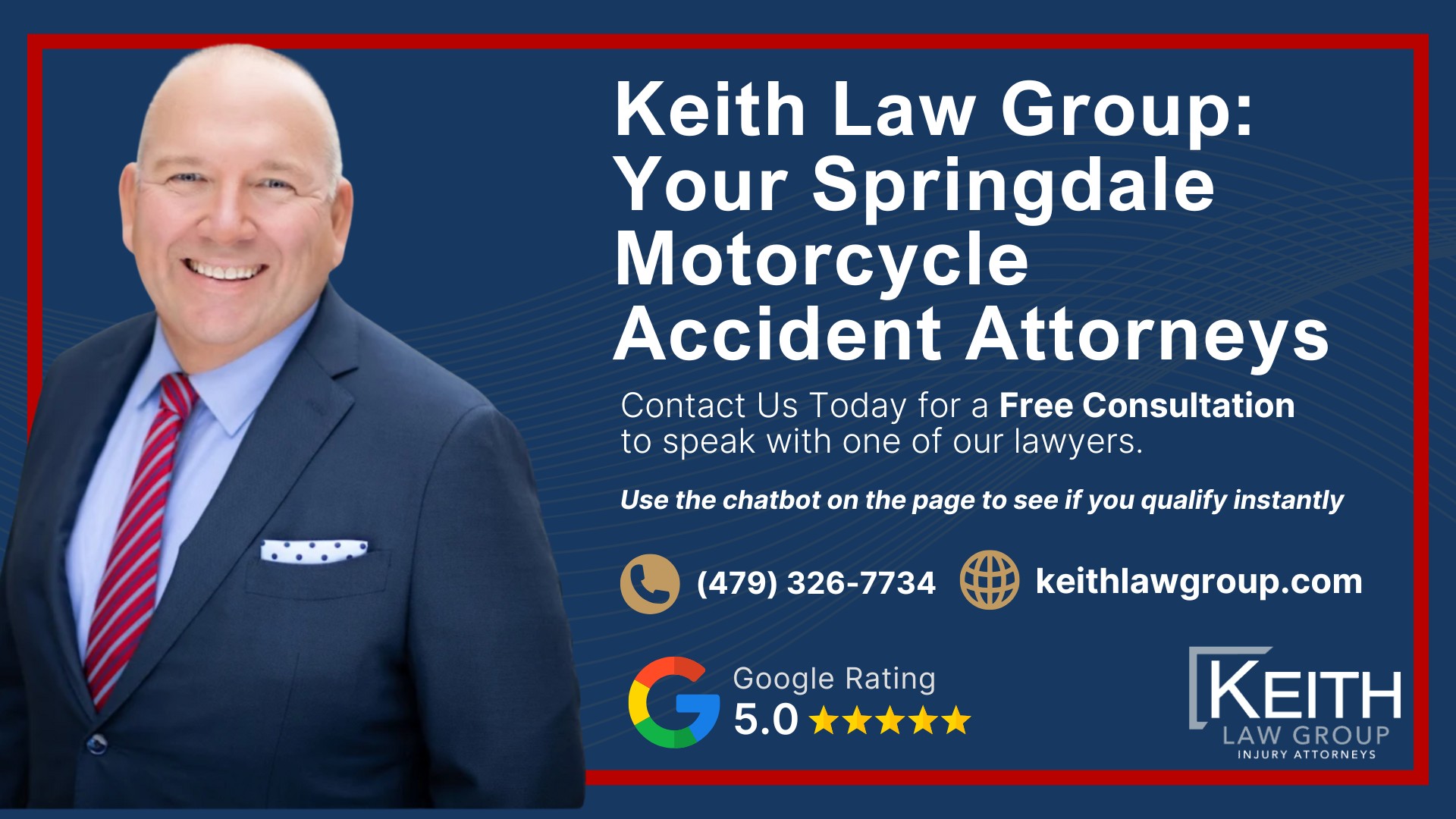 Our Experienced Springdale Motorcycle Accident Lawyers are Prepared to Help You; Meet the Springdale, Arkansas Motorcycle Accident Lawyers at Keith Law Group; What To Do After a Motorcycle Crash in Springdale, Arkansas; Common Evidence in Motorcycle Accident Cases; Common Damages in a Motorcycle Accident Case; The Legal Process for Motorcycle Accident Claims in Arkansas; Types and Causes of Motorcycle Accidents; Motorcycle Accident Injuries; Keith Law Group_ Your Springdale Motorcycle Accident Attorneys