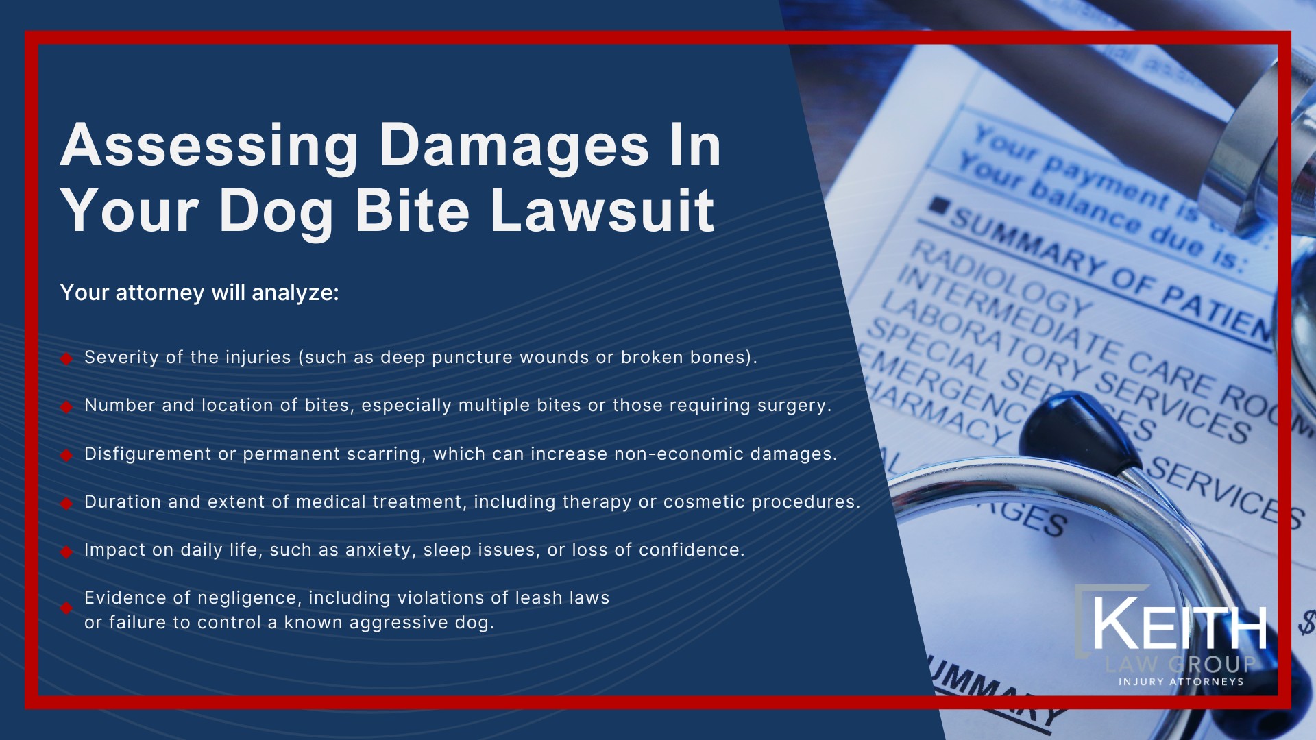 How Can Our Little Rock Dog Bite Attorney's Help You?; How Much Does It Cost To Hire a Dog Bite Attorney From Keith Law Group; Meet Our Team of Little Rock Dog Bite Attorneys; Personalized Client Care Through Dedicated Communication; What To Do After a Dog Bite in Little Rock; Gathering Evidence for a Dog Bite Claim; Assessing Damages In Your Dog Bite Lawsuit