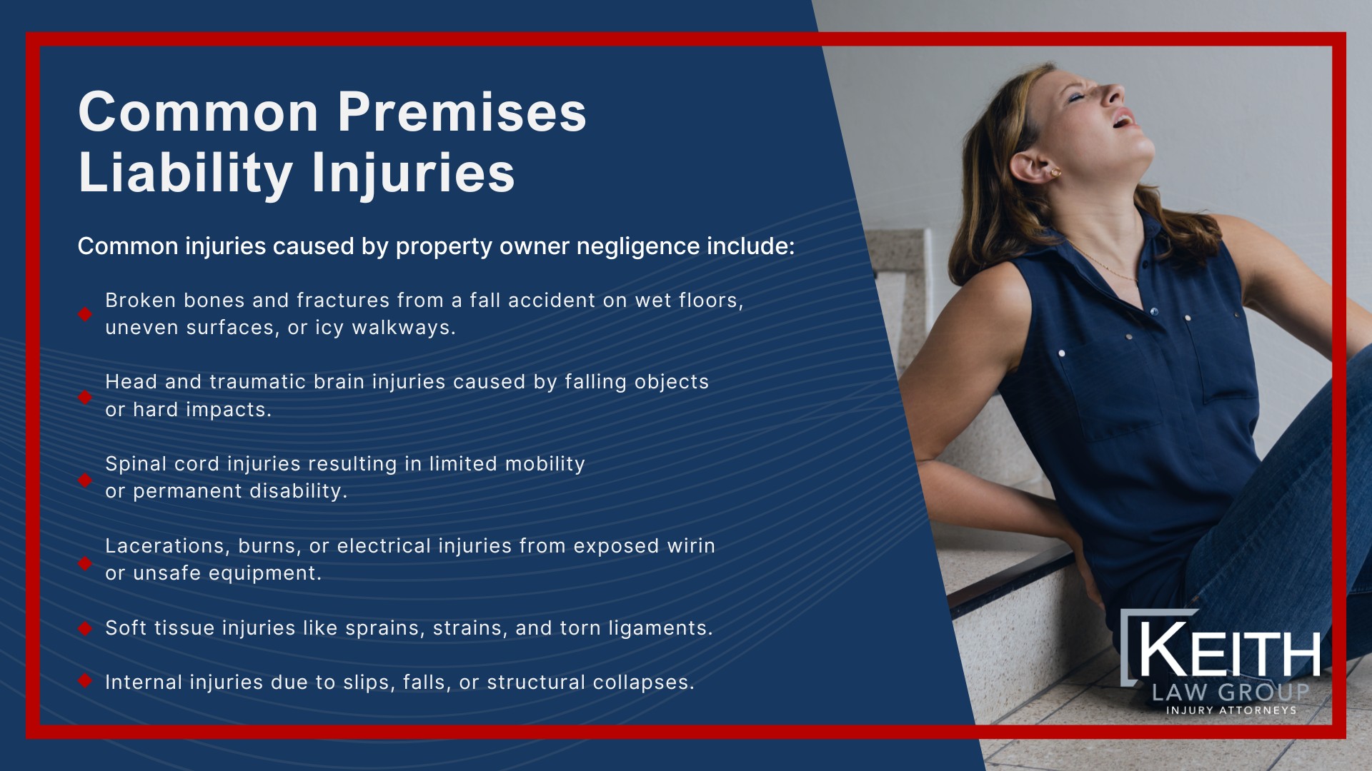 How Can Our Little Rock Premises Liability Attorney's Help You; How Much Does It Cost To Hire A Premises Liability Attorney From Keith Law Group; Meet Our Team of Little Rock Premises Liability Attorneys; Personalized Client Care Through Dedicated Communication; What To Do After An Premises Liability Claim in Little Rock; Gathering Evidence for a Premises Liability Claim; Assessing Damages In Your Premises Liability Lawsuit; The Importance Of Seeking Medical Treatment And Mitigating Injuries Sustained; The Legal Process for Arkansas Premises Liability Cases; How Long Do I Have To File A Premises Liability Claim In Arkansas; Common Premises Liability Injuries