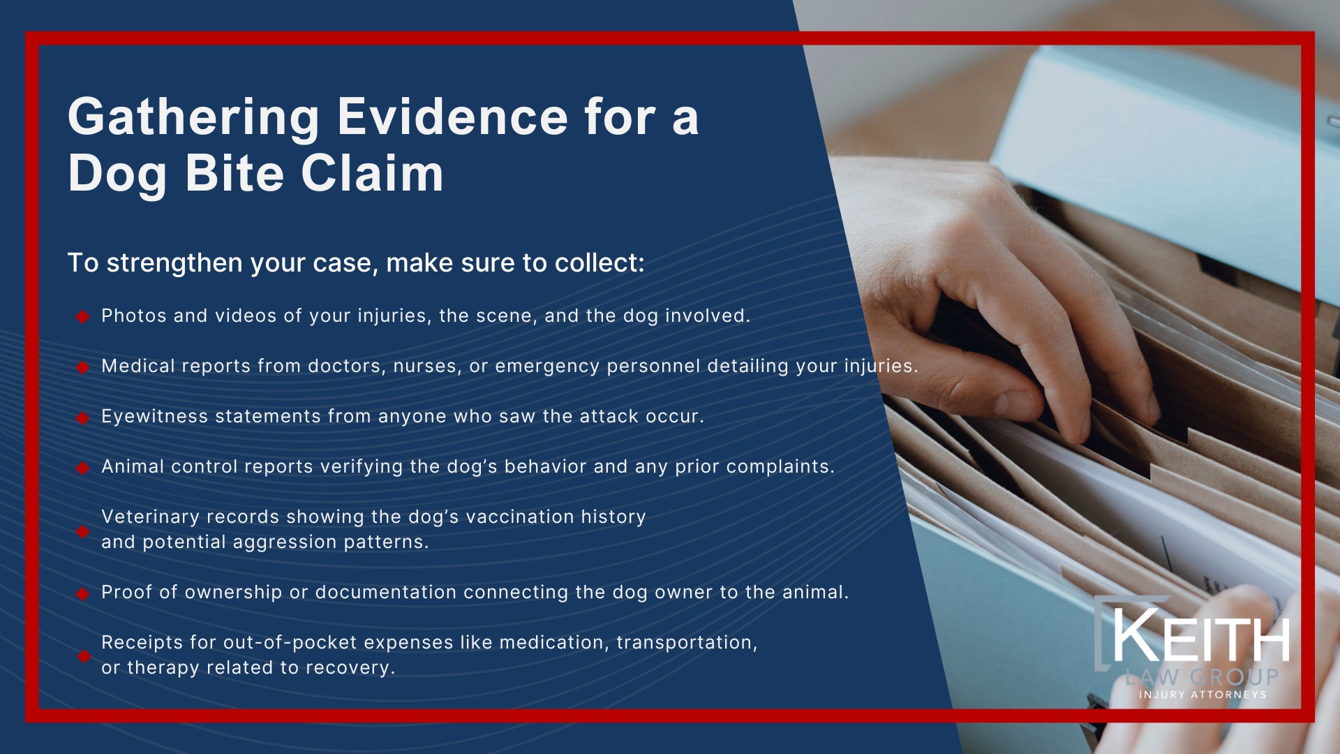 How Can Our Little Rock Dog Bite Attorney's Help You?; How Much Does It Cost To Hire a Dog Bite Attorney From Keith Law Group; Meet Our Team of Little Rock Dog Bite Attorneys; Personalized Client Care Through Dedicated Communication; What To Do After a Dog Bite in Little Rock; Gathering Evidence for a Dog Bite Claim