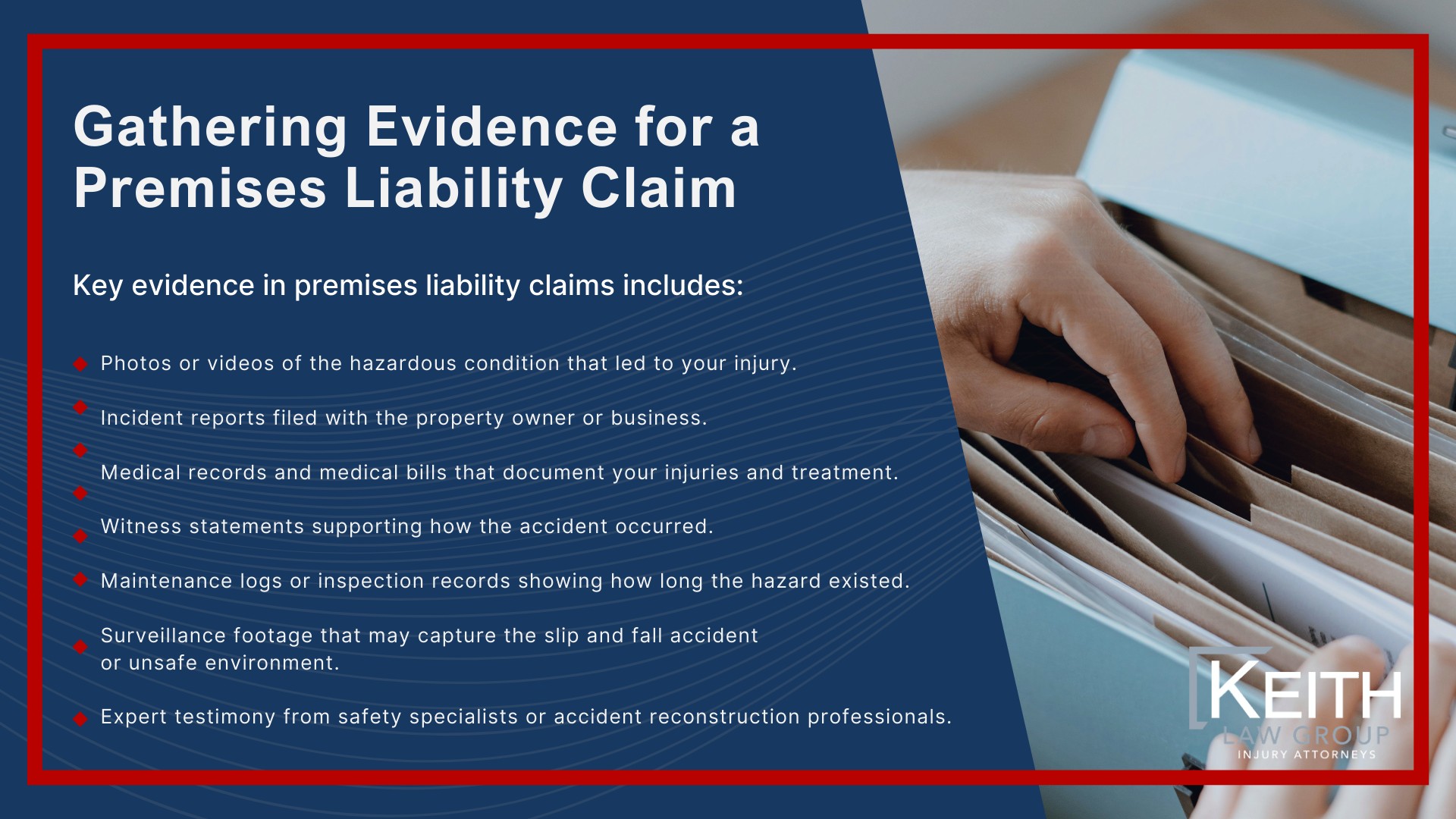 How Can Our Little Rock Premises Liability Attorney's Help You; How Much Does It Cost To Hire A Premises Liability Attorney From Keith Law Group; Meet Our Team of Little Rock Premises Liability Attorneys; Personalized Client Care Through Dedicated Communication; What To Do After An Premises Liability Claim in Little Rock; Gathering Evidence for a Premises Liability Claim