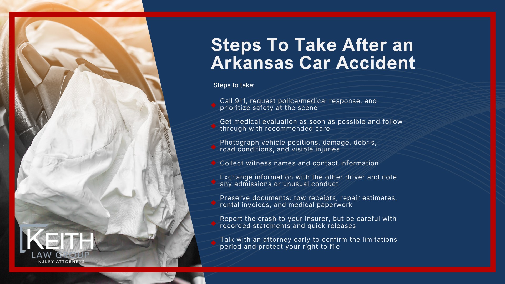 Arkansas Car Accident Statute of Limitations; How Long Do I Have to File; Arkansas Car Accident Statute of Limitations; How Long Do I Have to File ; Gathering Evidence for a Car Accident Claim; Damages in an Arkansas Car Accident Case; The Legal Process for Arkansas Car Accident Cases; Steps To Take After an Arkansas Car Accident