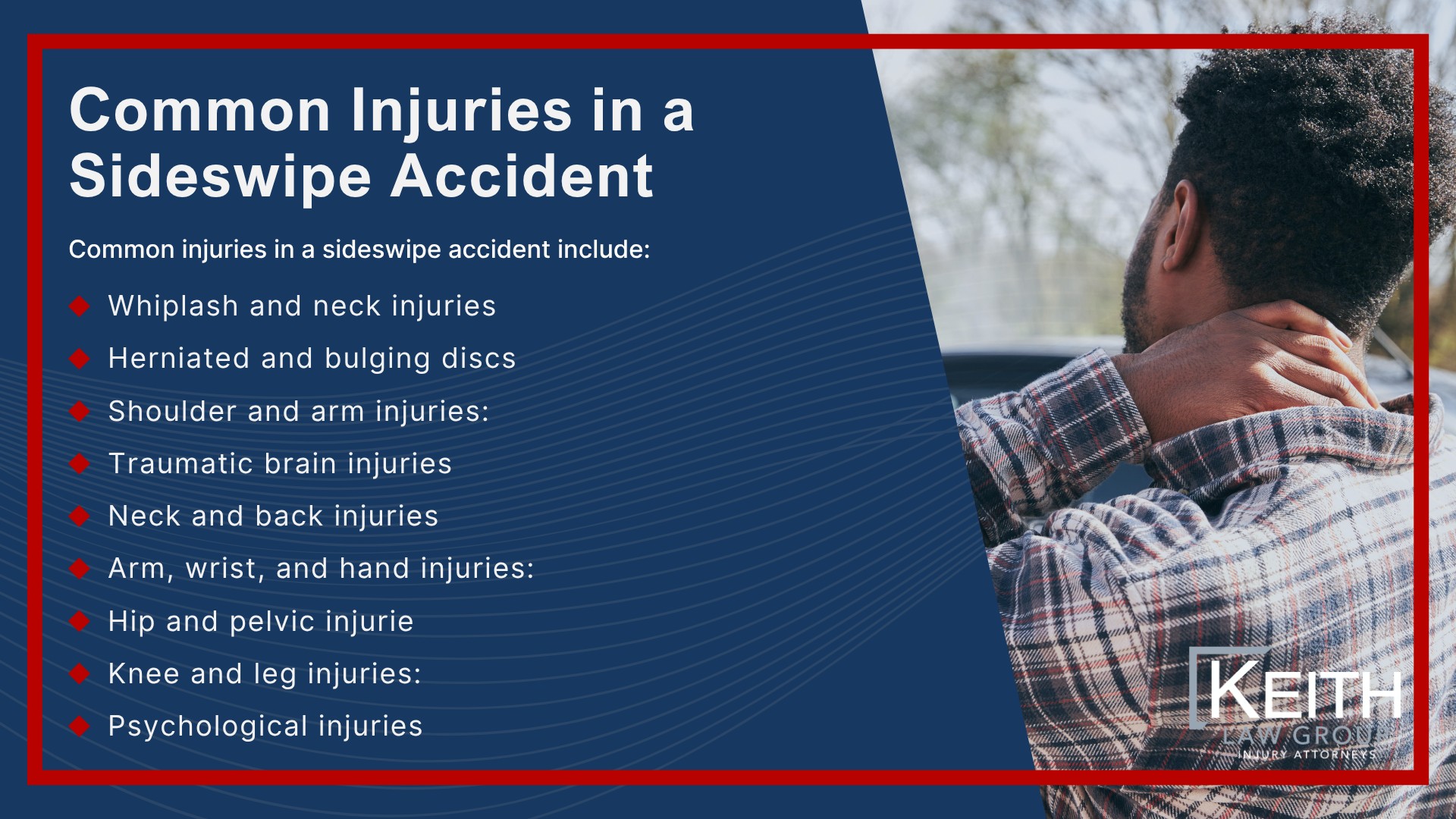 What Is a Sideswipe Accident; Common Causes of Sideswipe Accidents; Determining Fault in a Sideswipe Accident; Four Elements of Negligence; Who Is at Fault in Common Sideswipe Scenarios; Evidence in a Sideswipe Accident Claim; Common Injuries in a Sideswipe Accident