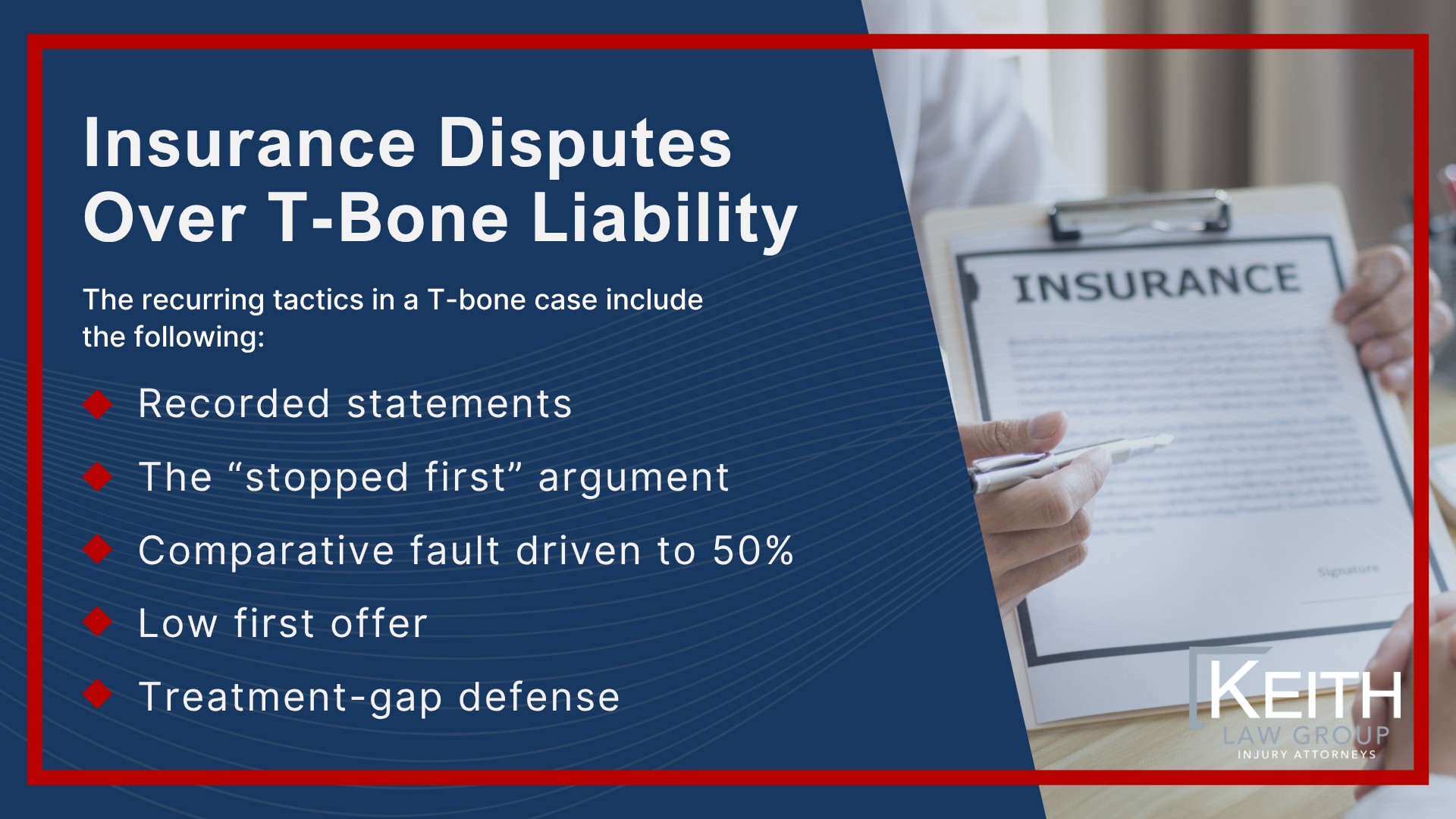 What Is a T-Bone Accident; Common Causes of T-Bone Collisions; Parties Who May Be Held Liable for a T-Bone Crash; Liability in Common T-Bone Scenarios; Evidence Used to Prove Liability in a T-Bone Claim; Common Injuries in a T-Bone Crash; Damages You Can Recover in a T-Bone Collision; Economic Damages; Non-Economic Damages; Insurance Disputes Over T-Bone Liability